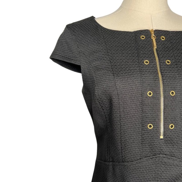 Ellen Tracy Black Dress with Gold Zipper and Gold Rivets (02) - Picture 3 of 10